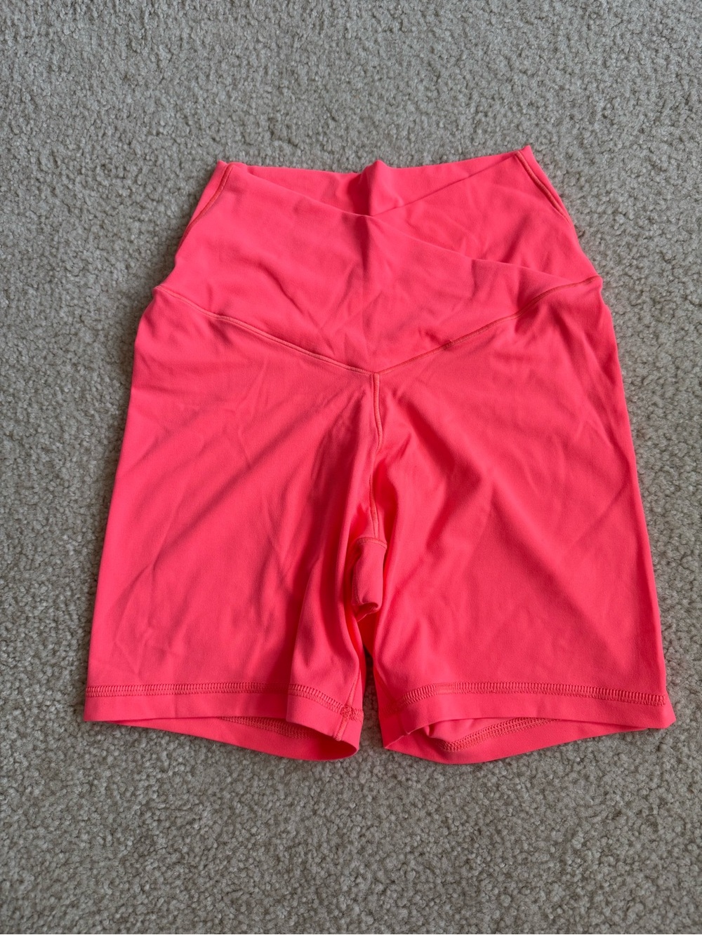High-Waist Neon Coral Women’s Bike Shorts